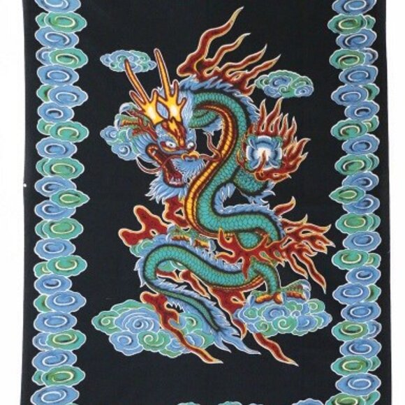 New Green Blue Dragon Tapestry Room Decor Wall Hanging GIFT Fire Serpent Chinese - Picture 3 of 4